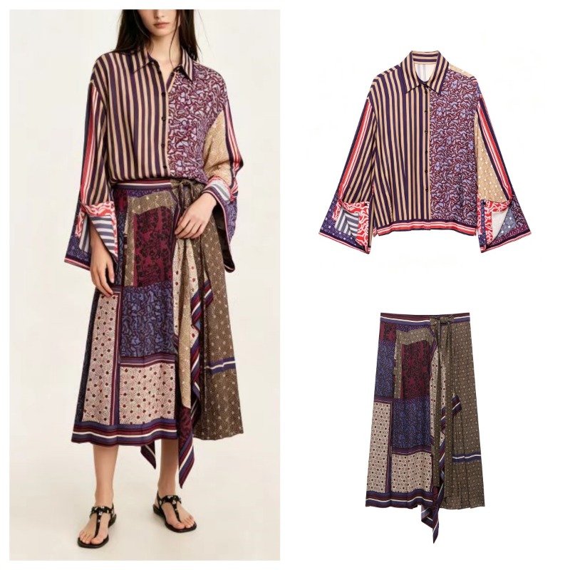 Shirt Camp Collar - 2026 Elegant Chic Printed Sarong Skirts