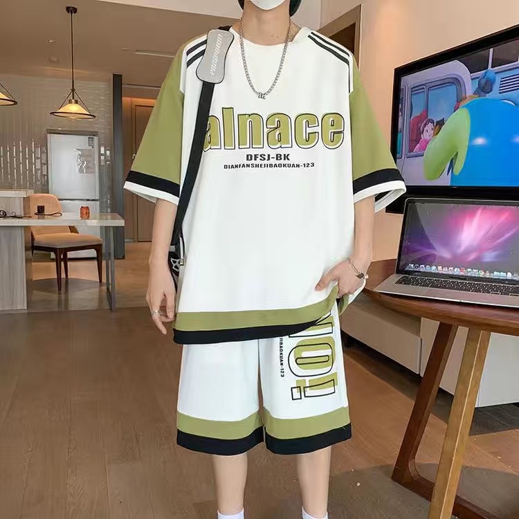 Men's Casual 2-Piece Sportswea - Shirt Camp Collar ulasan dan harga