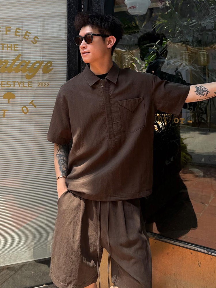 Men's Summer Linen Shirt Short - Linen Shirt Breathable ulasan dan harga