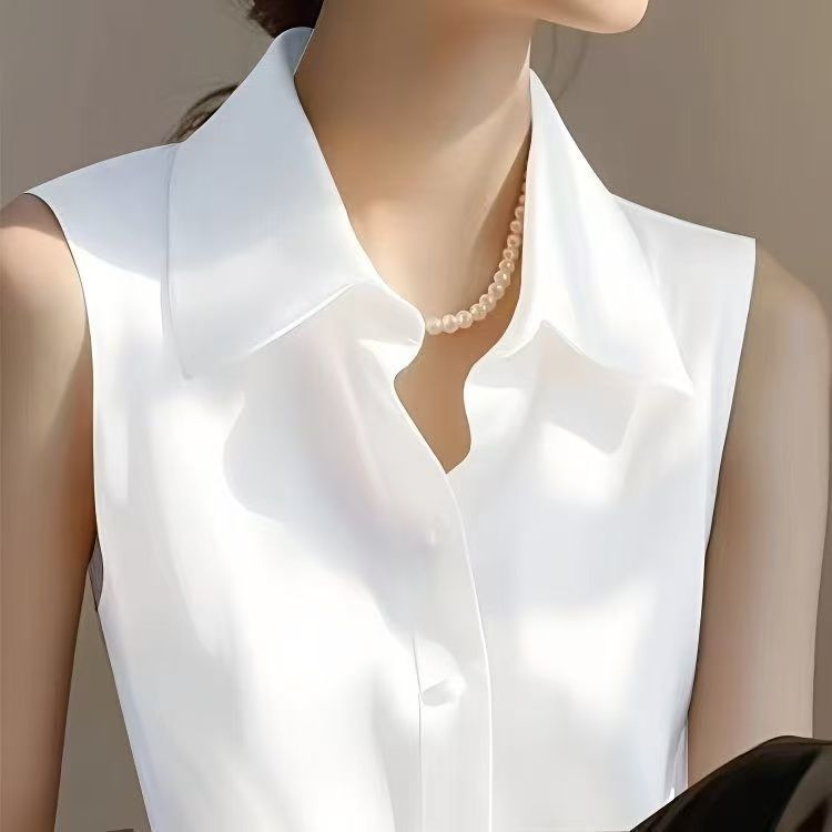 French Satin POLO Collar Sleev - Shirt Camp Collar ulasan dan harga
