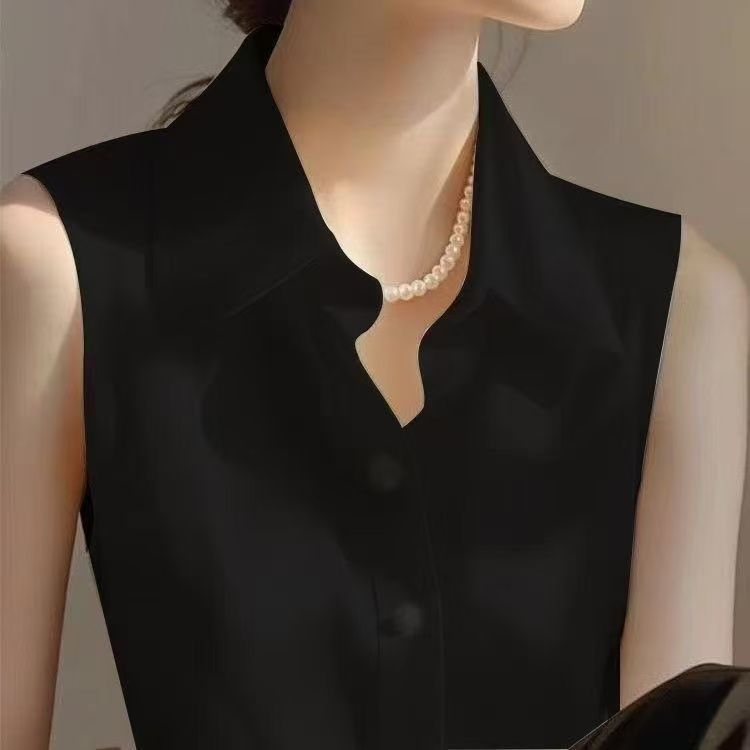 French Satin POLO Collar Sleev - Shirt Camp Collar ulasan dan harga