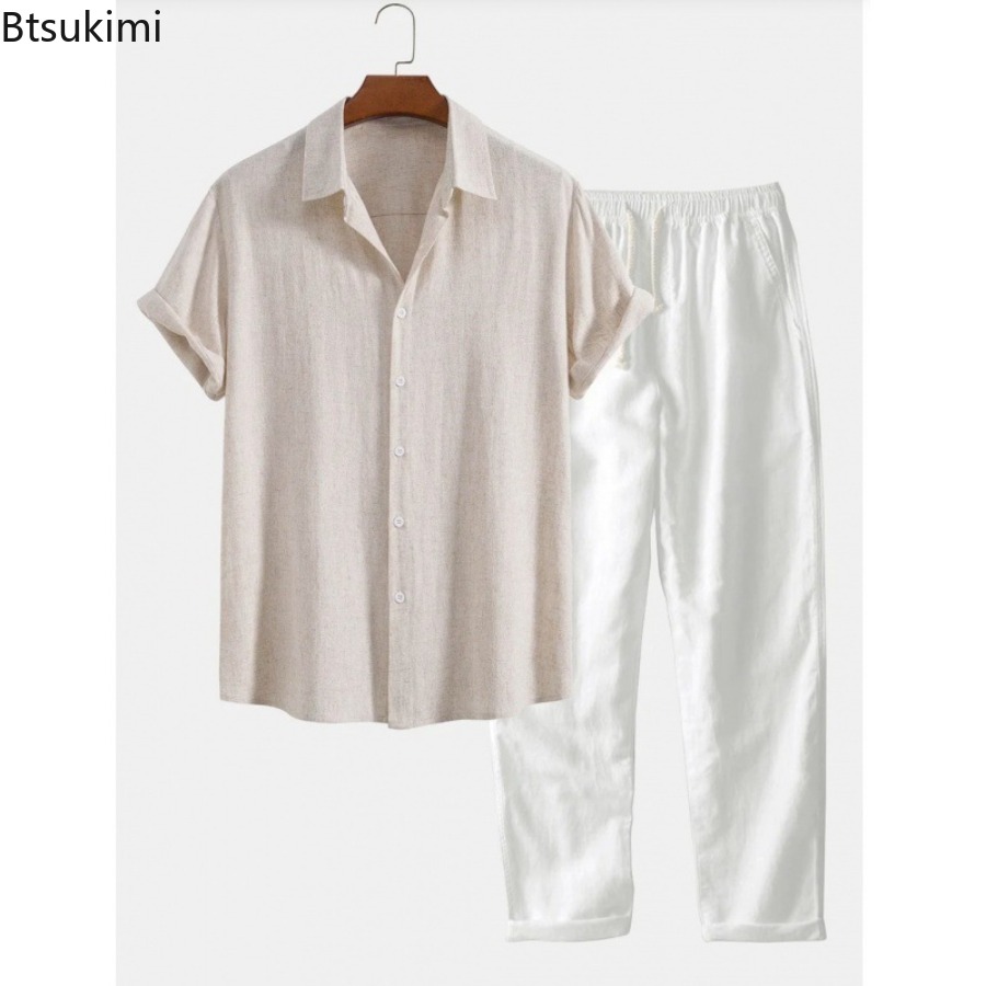 2026 Men's Fashion Solid Beach - Linen Shirt Breathable ulasan dan harga