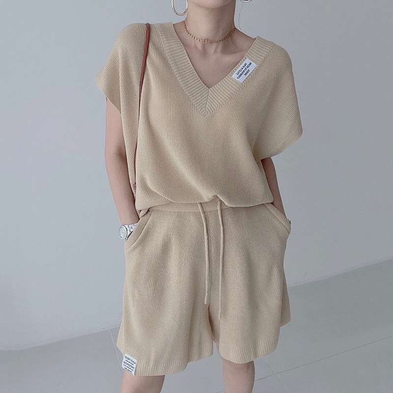 Women Two Pieces Short Sets Kn - Short Linen Drawstring ulasan dan harga