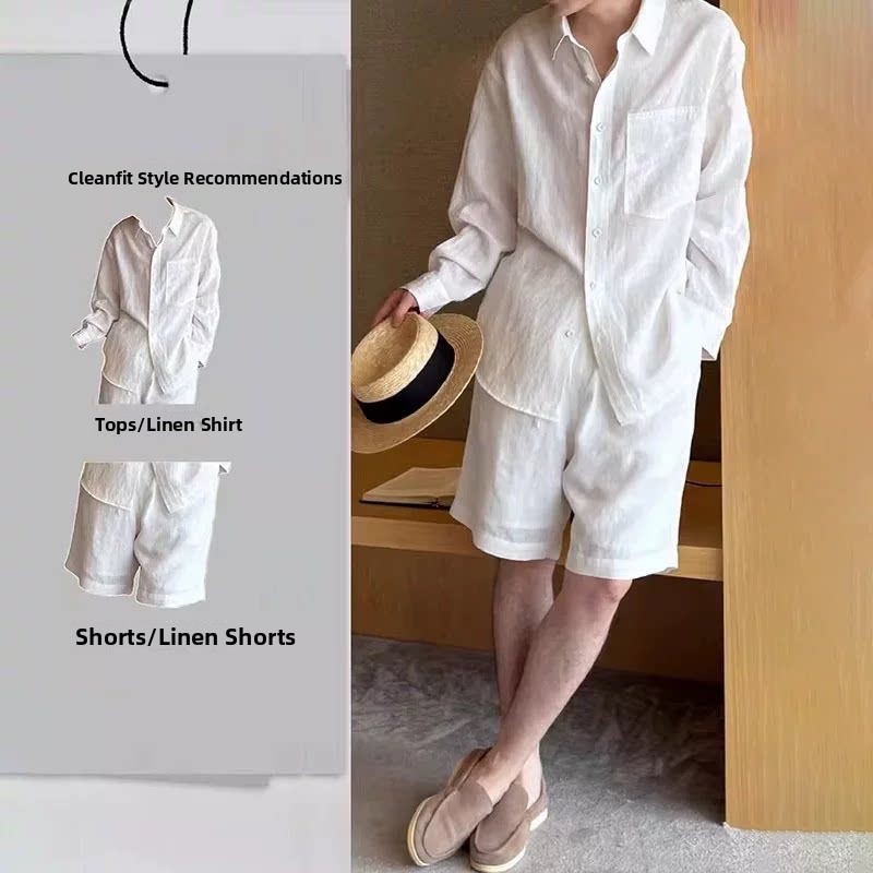 Summer Fashionable Linen Set M - Linen Shirt Breathable ulasan dan harga
