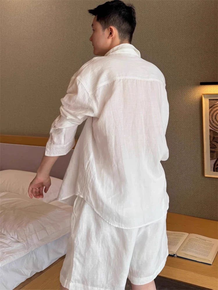 Summer Fashionable Linen Set M - Linen Shirt Breathable ulasan dan harga