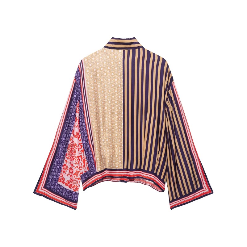 2026 Elegant Chic Printed Saro - Shirt Camp Collar ulasan dan harga