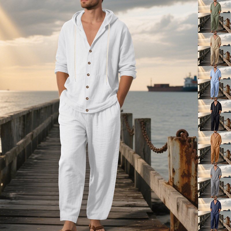 Summer Men's American Loose Li - Linen Shirt Breathable ulasan dan harga