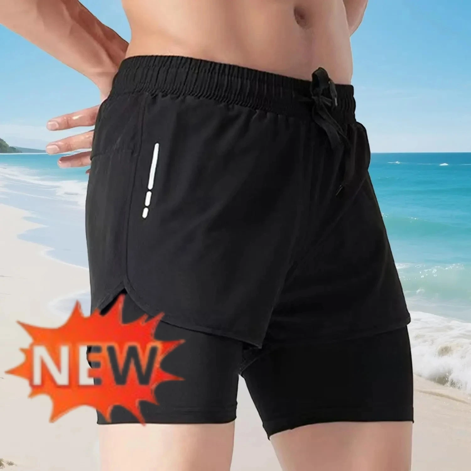 Men's 2‑in‑1 Swim Trunks Quick - Swim Trunk Quick Dry ulasan dan harga