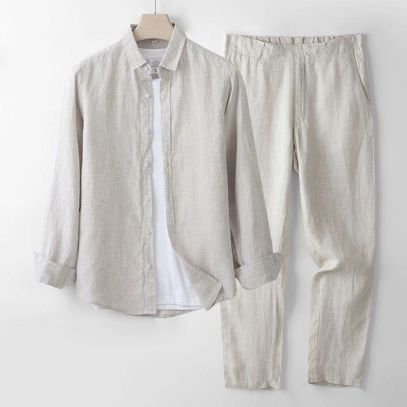 Beach Vacation Style Men's Cot - Linen Shirt Breathable ulasan dan harga