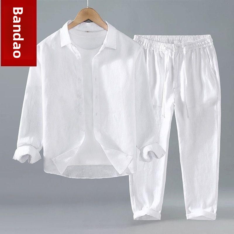 Loose Linen Men's Casual Short - Linen Shirt Breathable ulasan dan harga